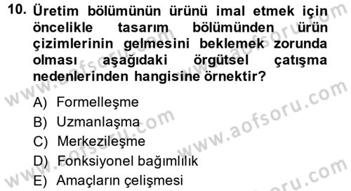 Çatışma ve Stres Yönetimi 1 Dersi 2013 - 2014 Yılı (Vize) Ara Sınav Soruları 10. Soru