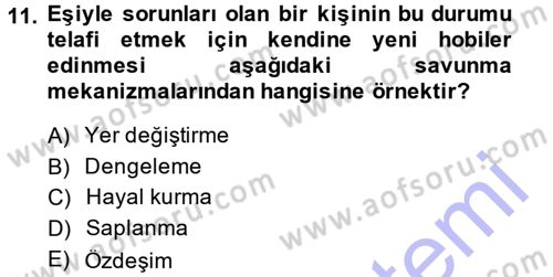 Çatışma ve Stres Yönetimi 1 Dersi 2013 - 2014 Yılı (Vize) Ara Sınav Soruları 11. Soru