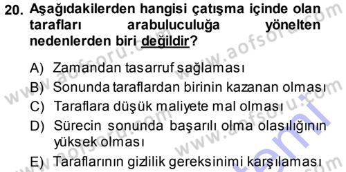 Çatışma ve Stres Yönetimi 1 Dersi 2013 - 2014 Yılı (Final) Dönem Sonu Sınav Soruları 20. Soru