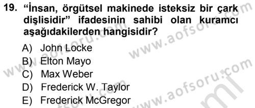 Çatışma ve Stres Yönetimi 1 Dersi 2013 - 2014 Yılı Tek Ders Sınav Soruları 19. Soru