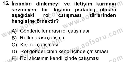 Çatışma ve Stres Yönetimi 1 Dersi 2014 - 2015 Yılı (Vize) Ara Sınav Soruları 15. Soru