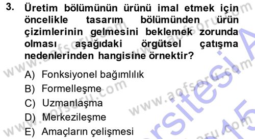 Çatışma ve Stres Yönetimi 1 Dersi 2014 - 2015 Yılı (Vize) Ara Sınav Soruları 3. Soru