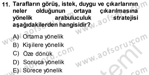 Çatışma ve Stres Yönetimi 1 Dersi 2014 - 2015 Yılı Tek Ders Sınav Soruları 11. Soru