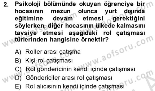 Çatışma ve Stres Yönetimi 1 Dersi 2014 - 2015 Yılı Tek Ders Sınav Soruları 2. Soru