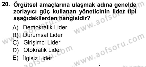 Çatışma ve Stres Yönetimi 1 Dersi 2014 - 2015 Yılı Tek Ders Sınav Soruları 20. Soru