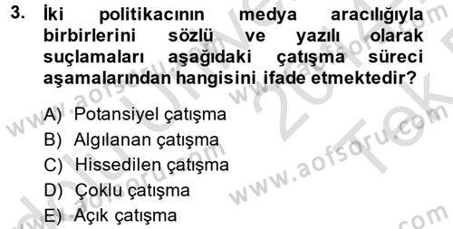Çatışma ve Stres Yönetimi 1 Dersi 2014 - 2015 Yılı Tek Ders Sınav Soruları 3. Soru