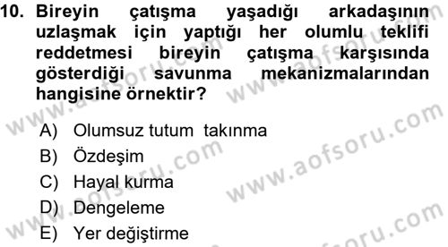 Çatışma ve Stres Yönetimi 1 Dersi 2015 - 2016 Yılı (Vize) Ara Sınav Soruları 10. Soru