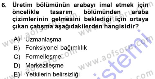 Çatışma ve Stres Yönetimi 1 Dersi 2015 - 2016 Yılı (Vize) Ara Sınav Soruları 6. Soru
