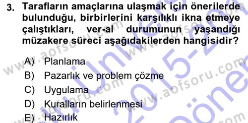 Çatışma ve Stres Yönetimi 1 Dersi 2015 - 2016 Yılı (Final) Dönem Sonu Sınav Soruları 3. Soru