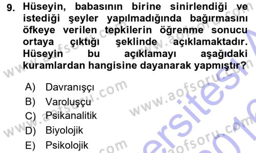 Çatışma ve Stres Yönetimi 1 Dersi 2015 - 2016 Yılı (Final) Dönem Sonu Sınav Soruları 9. Soru