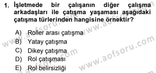 Çatışma ve Stres Yönetimi 1 Dersi 2015 - 2016 Yılı Tek Ders Sınav Soruları 1. Soru