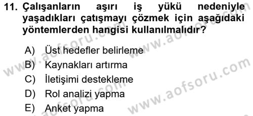 Çatışma ve Stres Yönetimi 1 Dersi 2015 - 2016 Yılı Tek Ders Sınavı 11. Soru