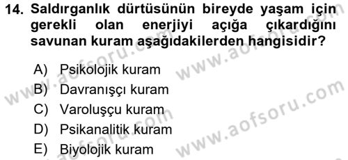 Çatışma ve Stres Yönetimi 1 Dersi 2015 - 2016 Yılı Tek Ders Sınav Soruları 14. Soru