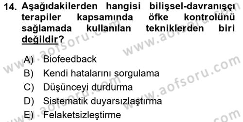Çatışma ve Stres Yönetimi 1 Dersi 2016 - 2017 Yılı 3 Ders Sınav Soruları 14. Soru