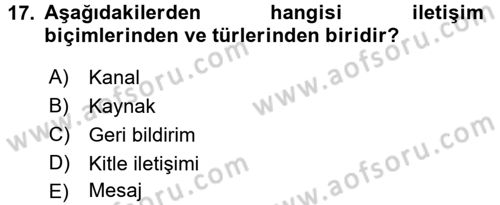 Çatışma ve Stres Yönetimi 1 Dersi 2016 - 2017 Yılı 3 Ders Sınav Soruları 17. Soru