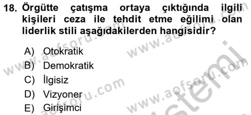 Çatışma ve Stres Yönetimi 1 Dersi 2016 - 2017 Yılı 3 Ders Sınav Soruları 18. Soru