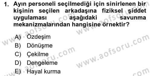 Çatışma ve Stres Yönetimi 1 Dersi 2016 - 2017 Yılı (Vize) Ara Sınav Soruları 1. Soru