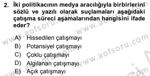 Çatışma ve Stres Yönetimi 1 Dersi 2016 - 2017 Yılı (Vize) Ara Sınav Soruları 2. Soru