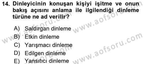 Çatışma ve Stres Yönetimi 1 Dersi 2016 - 2017 Yılı (Final) Dönem Sonu Sınav Soruları 14. Soru