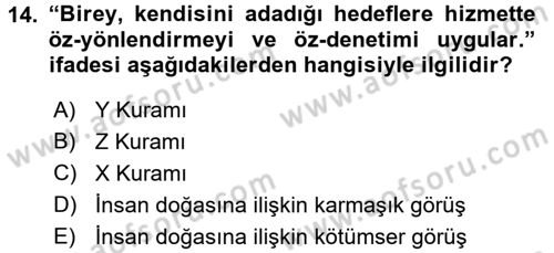 Çatışma ve Stres Yönetimi 1 Dersi 2017 - 2018 Yılı 3 Ders Sınavı 14. Soru