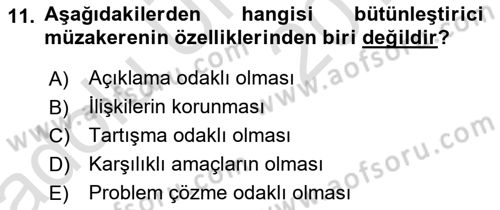 Çatışma ve Stres Yönetimi 1 Dersi 2018 - 2019 Yılı 3 Ders Sınav Soruları 11. Soru