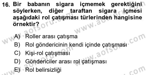 Çatışma ve Stres Yönetimi 1 Dersi 2018 - 2019 Yılı 3 Ders Sınav Soruları 16. Soru