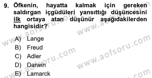 Çatışma ve Stres Yönetimi 1 Dersi 2018 - 2019 Yılı 3 Ders Sınav Soruları 9. Soru