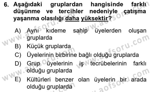 Çatışma ve Stres Yönetimi 1 Dersi 2018 - 2019 Yılı (Vize) Ara Sınav Soruları 6. Soru
