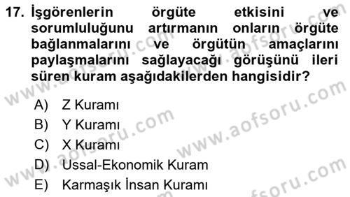 Çatışma ve Stres Yönetimi 1 Dersi 2018 - 2019 Yılı (Final) Dönem Sonu Sınav Soruları 17. Soru