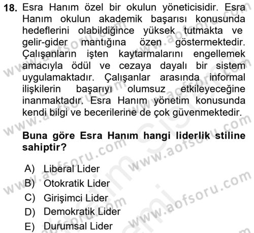 Çatışma ve Stres Yönetimi 1 Dersi 2018 - 2019 Yılı (Final) Dönem Sonu Sınavı 18. Soru