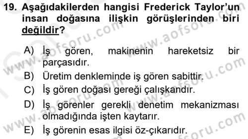 Çatışma ve Stres Yönetimi 1 Dersi 2018 - 2019 Yılı (Final) Dönem Sonu Sınav Soruları 19. Soru
