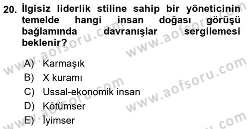 Çatışma ve Stres Yönetimi 1 Dersi 2018 - 2019 Yılı (Final) Dönem Sonu Sınav Soruları 20. Soru