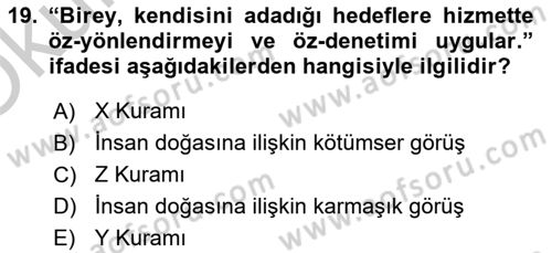 Çatışma ve Stres Yönetimi 1 Dersi 2018 - 2019 Yılı Yaz Okulu Sınav Soruları 19. Soru