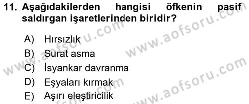 Çatışma ve Stres Yönetimi 1 Dersi 2019 - 2020 Yılı (Final) Dönem Sonu Sınav Soruları 11. Soru
