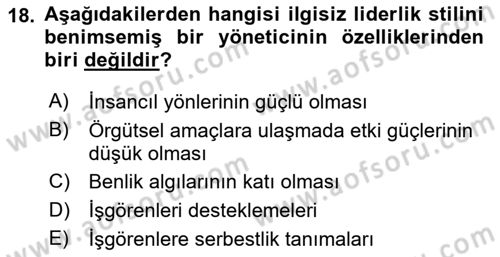 Çatışma ve Stres Yönetimi 1 Dersi 2019 - 2020 Yılı (Final) Dönem Sonu Sınav Soruları 18. Soru