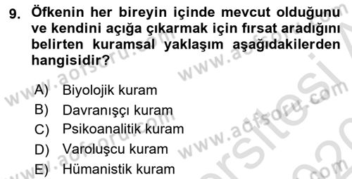 Çatışma ve Stres Yönetimi 1 Dersi 2019 - 2020 Yılı (Final) Dönem Sonu Sınav Soruları 9. Soru
