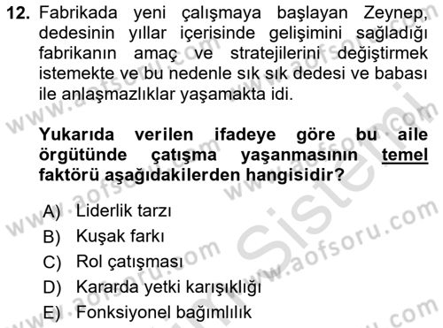 Çatışma ve Stres Yönetimi 1 Dersi 2020 - 2021 Yılı Yaz Okulu Sınav Soruları 12. Soru