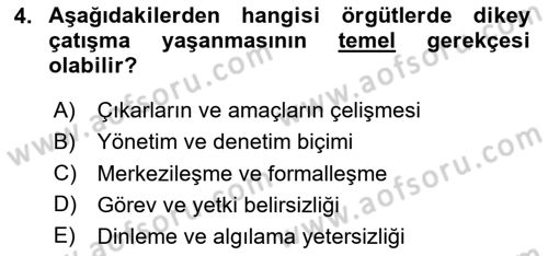 Çatışma ve Stres Yönetimi 1 Dersi 2020 - 2021 Yılı Yaz Okulu Sınav Soruları 4. Soru