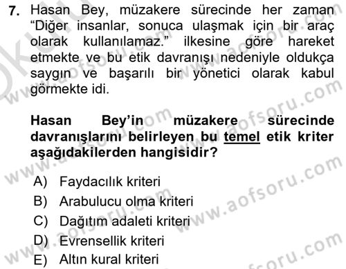 Çatışma ve Stres Yönetimi 1 Dersi 2020 - 2021 Yılı Yaz Okulu Sınav Soruları 7. Soru