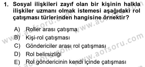 Çatışma ve Stres Yönetimi 1 Dersi 2021 - 2022 Yılı (Vize) Ara Sınavı 1. Soru