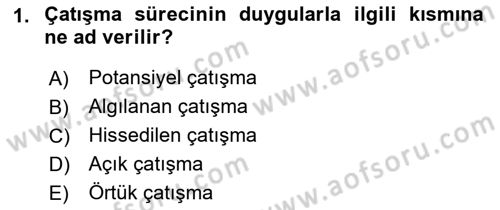 Çatışma ve Stres Yönetimi 1 Dersi 2021 - 2022 Yılı (Final) Dönem Sonu Sınavı 1. Soru