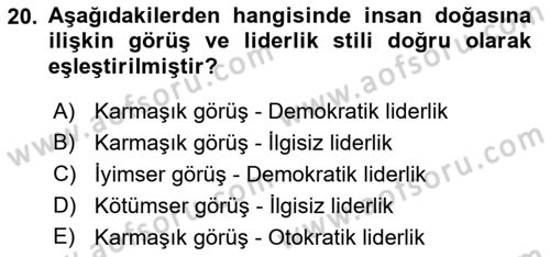 Çatışma ve Stres Yönetimi 1 Dersi 2021 - 2022 Yılı (Final) Dönem Sonu Sınavı 20. Soru