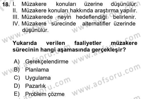 Çatışma ve Stres Yönetimi 1 Dersi 2022 - 2023 Yılı (Vize) Ara Sınav Soruları 18. Soru