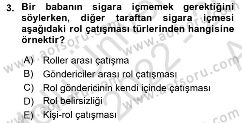 Çatışma ve Stres Yönetimi 1 Dersi 2022 - 2023 Yılı (Vize) Ara Sınav Soruları 3. Soru