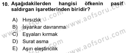 Çatışma ve Stres Yönetimi 1 Dersi 2022 - 2023 Yılı (Final) Dönem Sonu Sınavı 10. Soru