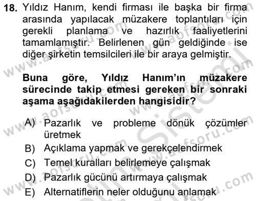 Çatışma ve Stres Yönetimi 1 Dersi 2023 - 2024 Yılı (Vize) Ara Sınav Soruları 18. Soru