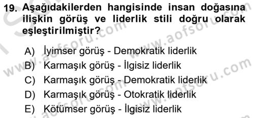 Çatışma ve Stres Yönetimi 1 Dersi 2023 - 2024 Yılı (Final) Dönem Sonu Sınav Soruları 19. Soru