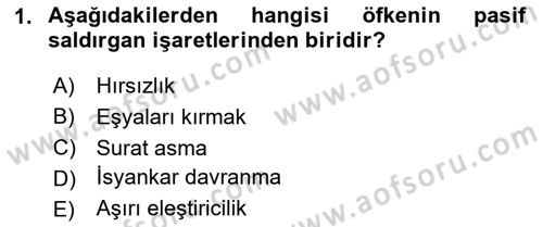 Çatışma ve Stres Yönetimi 1 Dersi 2023 - 2024 Yılı Yaz Okulu Sınav Soruları 1. Soru