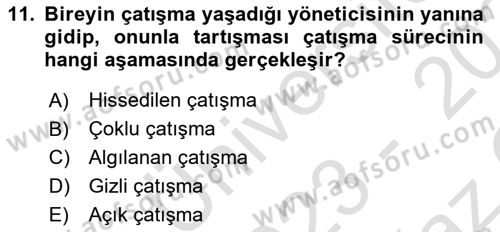 Çatışma ve Stres Yönetimi 1 Dersi 2023 - 2024 Yılı Yaz Okulu Sınav Soruları 11. Soru