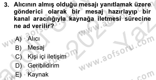 Çatışma ve Stres Yönetimi 1 Dersi 2023 - 2024 Yılı Yaz Okulu Sınav Soruları 3. Soru